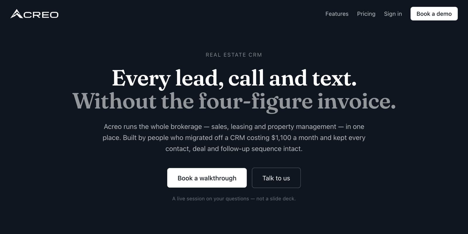 Acreo — product interface
